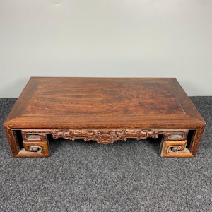 Chinese pure hand carved natural rosewood tea table,kang table,flower rack,base decoration,precious and unique