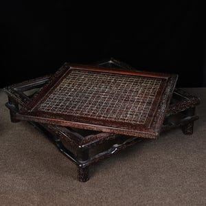 Chinese antique natural rosewood double sided chess table square table pure hand-carved rare exquisite precious