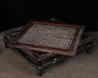 Chinese antique natural rosewood double sided chess table square table pure hand-carved rare exquisite precious