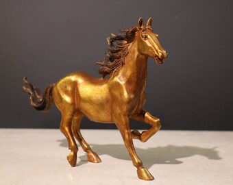 中国の純粋な手彫りの純銅の馬の像の装飾品、絶妙で貴重、コレクション