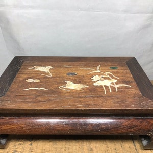 Chinese antique pure hand-carved rosewood mandarin duck pattern tea table,exquisite and unique,worthy of collection and use