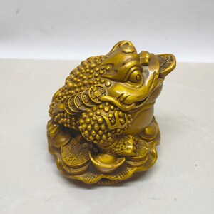 中国の手彫りの純銅真鍮ヒキガエル像の装飾品、家庭や卓上の装飾、絶妙でユニーク