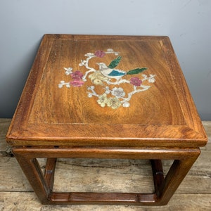 Chinese antique hand-carved natural rosewood inlaid flower and bird pattern square flower stand,vase bases ornament,worthy of collection