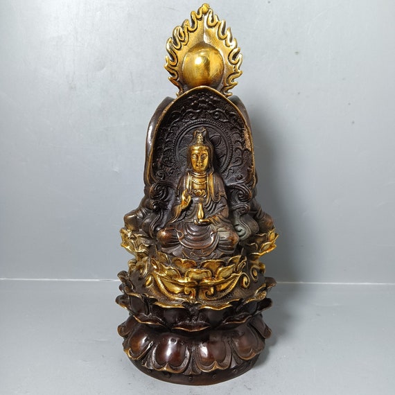 コレクター収集品 タイ王国 銅像 観音立像 銅造観音菩薩立像