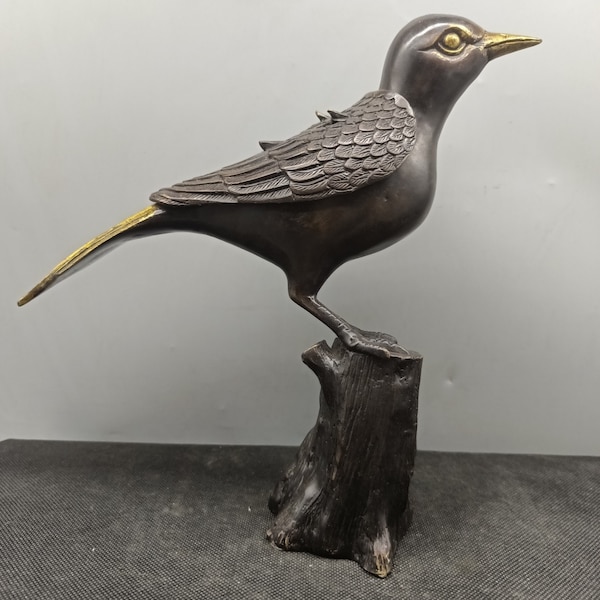 Antique collection hand carved pure copper Bird statue hollow out incense burner brass ornaments,exquisite and precious,can be used