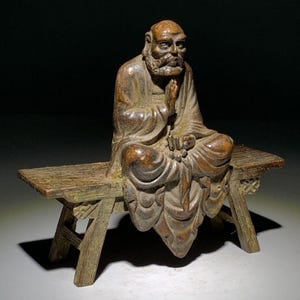 Colección exquisita de estatuas de Buda Dharma, banco de cobre puro, estatua de Buda de bronce, adorno antiguo