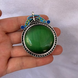 Chinesischer antiker reiner handgeschnitzter seltener filigraner Handwerk Intarsien Katzenauge Cloisonne Anhänger