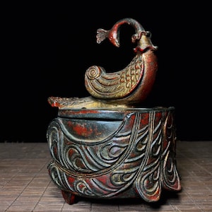 Chinesische antike handgefertigte Ruyi-Pfauenstatue aus reinem Kupfer, Weihrauchbrenner-Ornamente
