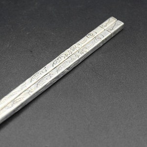 Collection of Chinese Zang silver hand-carved exquisite chopsticks