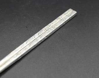 Collection of Chinese Zang silver hand-carved exquisite chopsticks