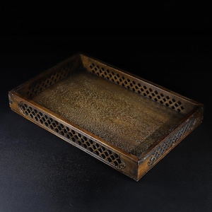 Chinese antique hand-carved rosewood  hollow out exquisite pattern tea tray home decoration,can be collected and used