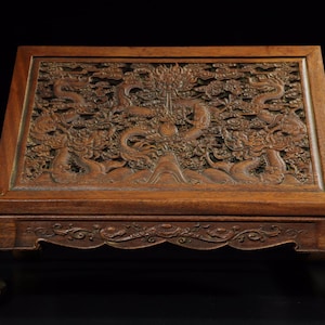 Chinese pure hand-carved exquisite rosewood auspicious dragon pattern tea table coffee table, bookshelf,rare and precious,worth collecting