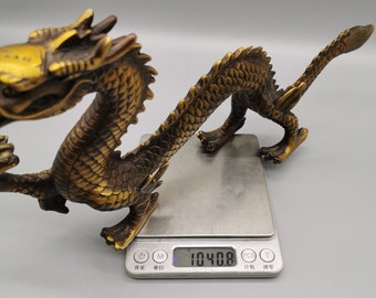 Old Chinese Handmade Copper Carving – Lucky Dragon Statue – Used – China Provenance