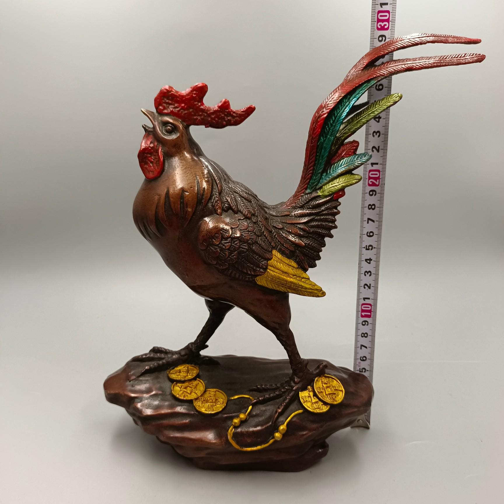 Chinese Antiques Pure Copper Hand-carved Gilded Painted Chinese