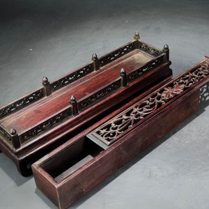 Chinese antique hand carved rosewood carved lotus pattern incense box ornaments,worth Collecting