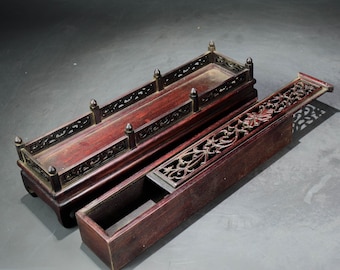 Chinese antique hand carved rosewood carved lotus pattern incense box ornaments,worth Collecting