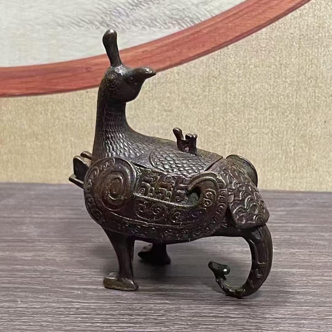 中国の手作り彫刻銅鳥像香炉装飾、収集可能で使用可能 - Etsy 日本