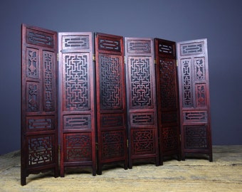 Chinese pure hand carved red sandalwood exquisite pattern small screen ornaments,exquisite and unique,can be collected and used