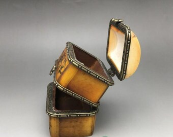 古代中国のアンティーク天然骨箱、純粋な手作り、絶妙な貴重な絵
