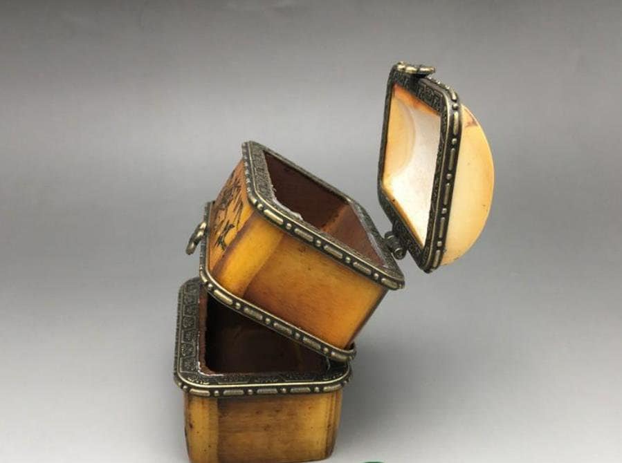 古代中国のアンティークの天然骨箱、純粋な手作り、絶妙な貴重な絵