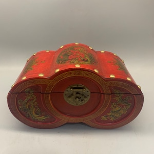 Chinese pure hand carved Lacquer dragon and phoenix pattern jewelry box storage box,home decor,unique design,can be collected