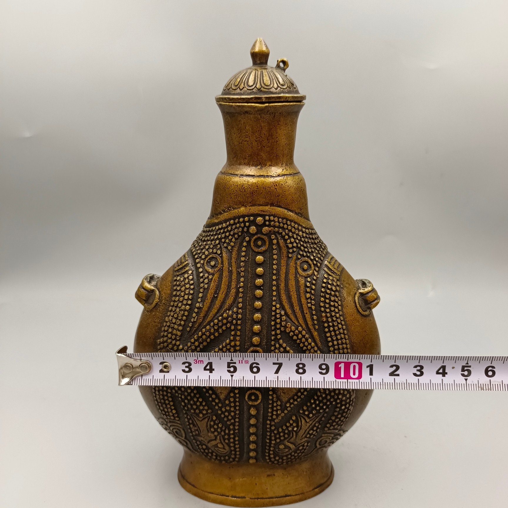 中国の純粋な手彫り真鍮銅カエルパターンティーポット、コレクション