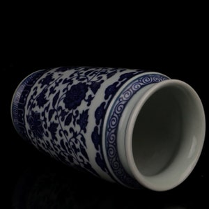 Blue and white porcelain vase pure hand - made ceramic twined lotus flower vase storage jar.