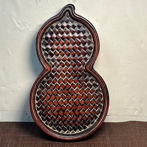 Chinese antique hand carved red sandalwood gourd shaped tea plate and inkstone ornament,exquisite and precious,can be used