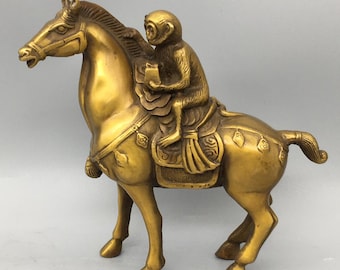 [昭和12年アンティーク]銅瓶 金属工芸つまみが馬の顔 青銅 銅製 金属 馬 置物 オブジェ インテリア うま ウマ 午 飾り