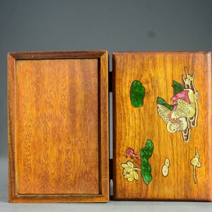 Chinesische antike Hand geschnitzte Palisander eingelegte Schale exquisite Mandarin Ente Muster Box Ornament, exquisite Form