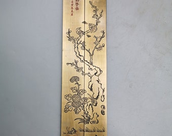 Chinese Rare Collections pure copper carved flowers and birds statue paper weight,are exquisite and unique