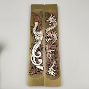 Chinese Zeldzame Collecties Grote draak en feniks standbeeld Koperen presse-papier ornament, geschenk
