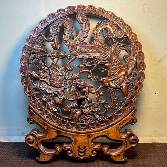 愛用 Boxwood Hand-carved Pure Antique Chinese Phoenix Flower and 弦楽器