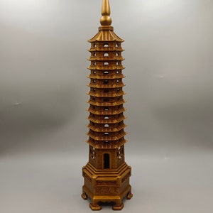 Chinese antique hand-carved large pure copper Wenchang Pagoda Statue brass ornament,beautiful shape