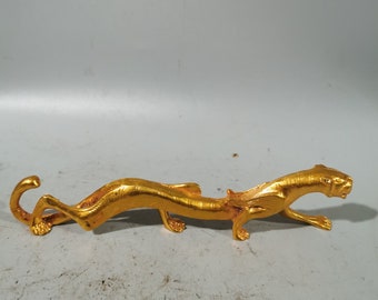 Collected Pure Copper Gilt Hand-carved Tiger Statue Pen