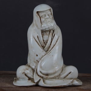 Colecciona adornos de estatuas Dharma de porcelana blanca hechos a mano de cerámica, decoración del hogar