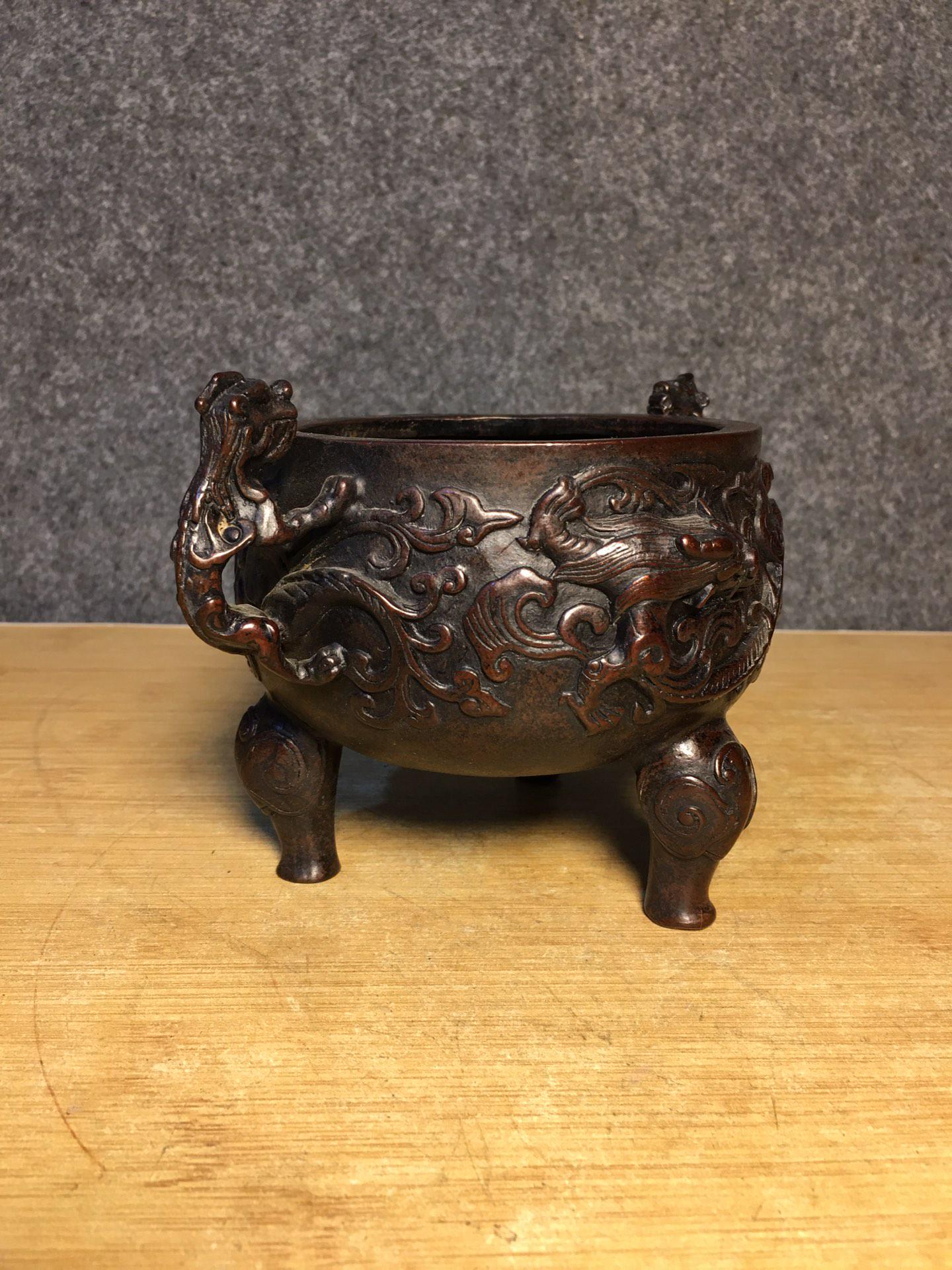 中国のアンティーク手作り彫刻純銅赤銅龍像香炉飾り - Etsy 日本