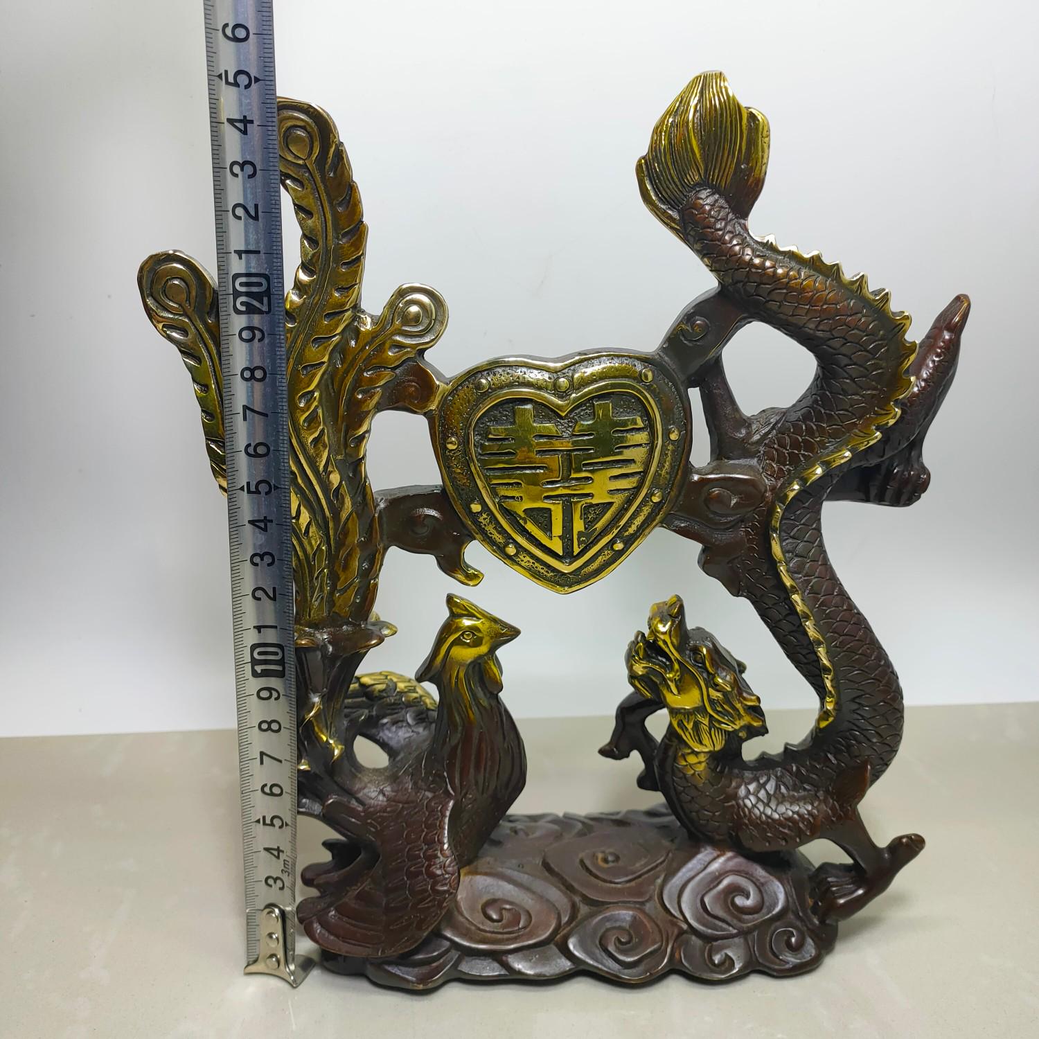 ギルト Chinese Antique Handcrafted Pure Copper Gilt Jixiang Dragon and