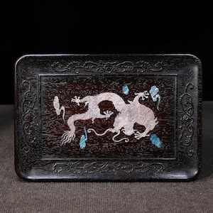 Chinese antique pure hand carved rosewood exquisite dragon pattern tea tray,precious,fine workmanship,worth collecting