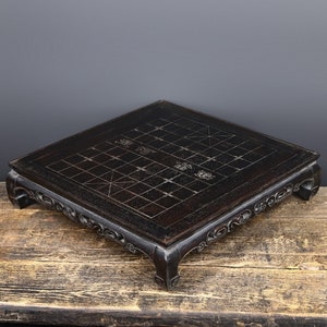 Chinese antique natural ebony chess table pure hand-carved rare exquisite precious