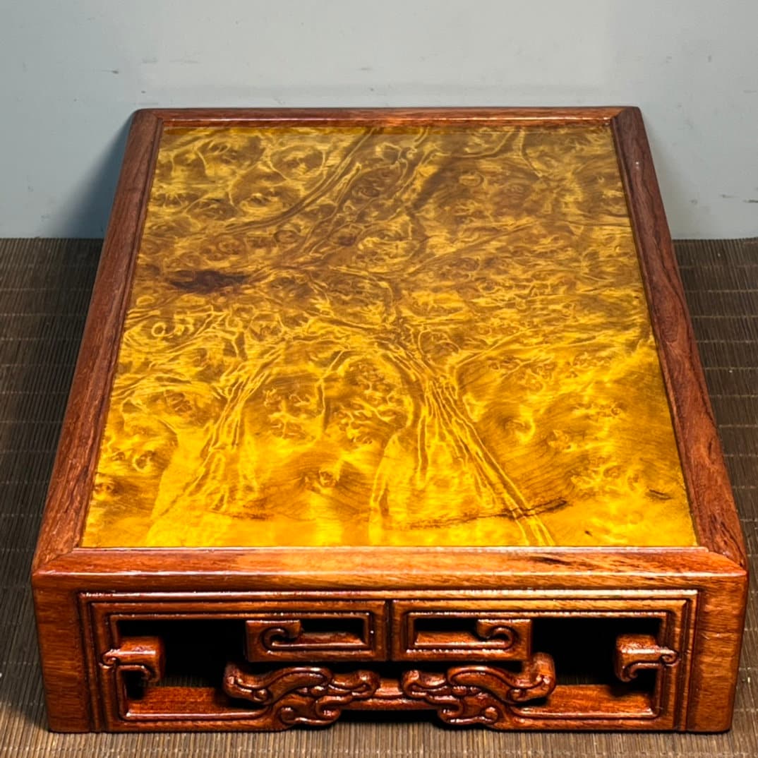 Chinese Statue Hand-carved Rosewood Inlaid With Nanmu Carved