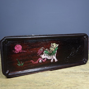 Chinese hand-carved rosewood inlaid exquisite pattern tea tray,storage tray,fine carving worthy of collection