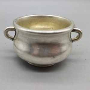 Chinese antique white copper small incense burner statue,pure hand carved can be used and worth collecting