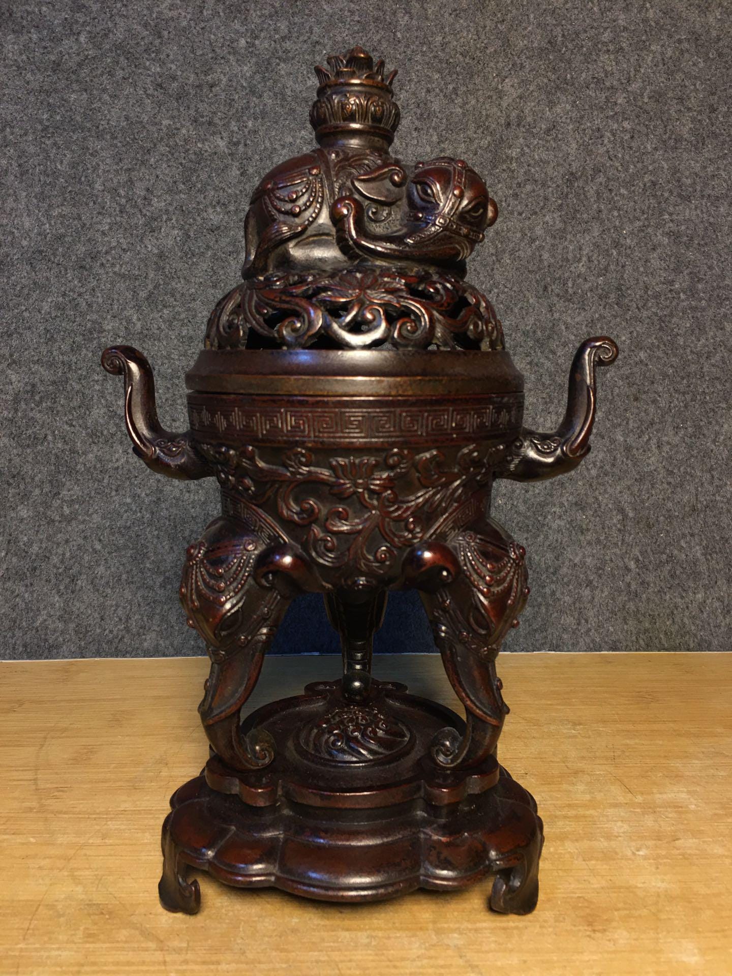 中国　古銅鍍金　象香炉　G　R5119 il_fullxfull.7304676094_9zok.jpg
