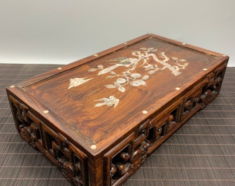Chinese antique pure hand-carved exquisite rosewood flower and bird pattern tea table coffee table,rare and precious,worth collecting