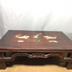 Chinese antique pure hand-carved exquisite rosewood inlaid lotus fish pattern tea table coffee table home decor,rare and precious