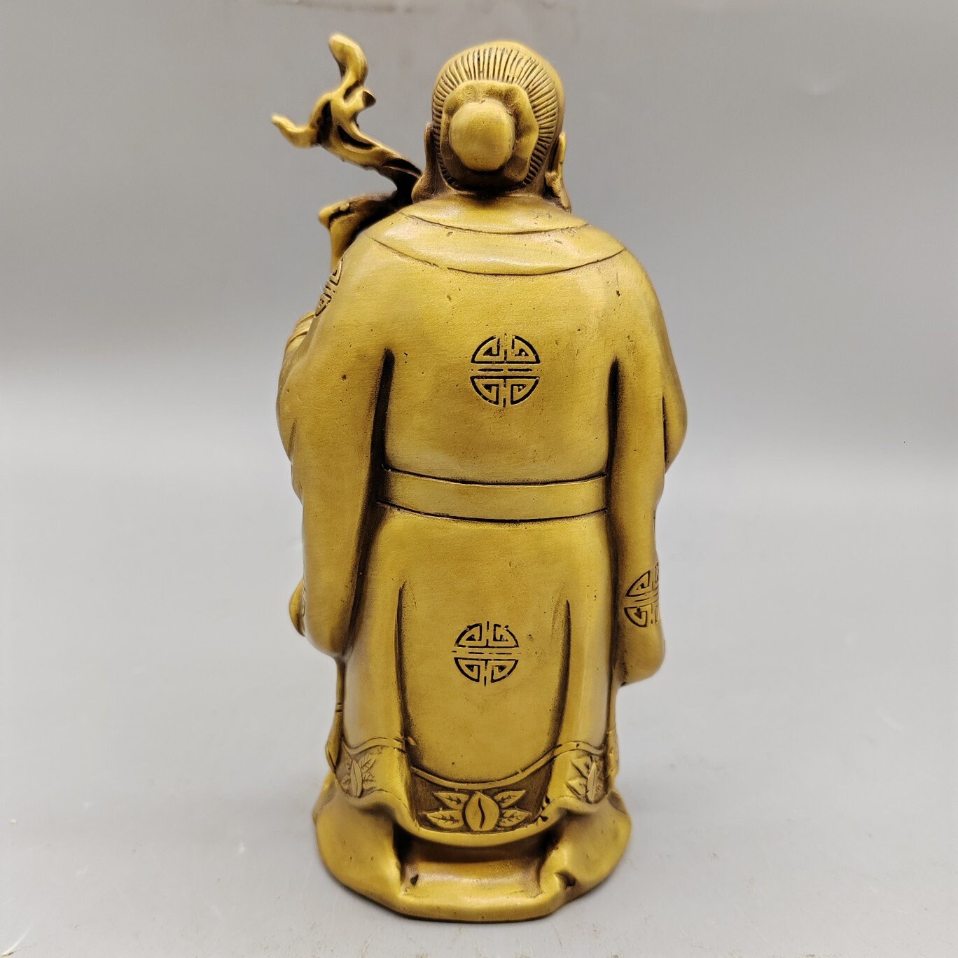 Chinese Pure Hand-carved Pure Copper Fu Lu Shou Buddha