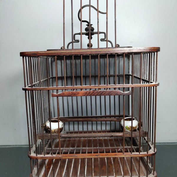 Chinese antique pure hand-carved exquisite rosewood inlaid birdcage pet cage home decoration,rare and precious,can be collected