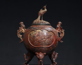 アンティーク 日本製 青銅製 香炉 香炉 1700年頃 江戸時代 蝋型 工芸品 