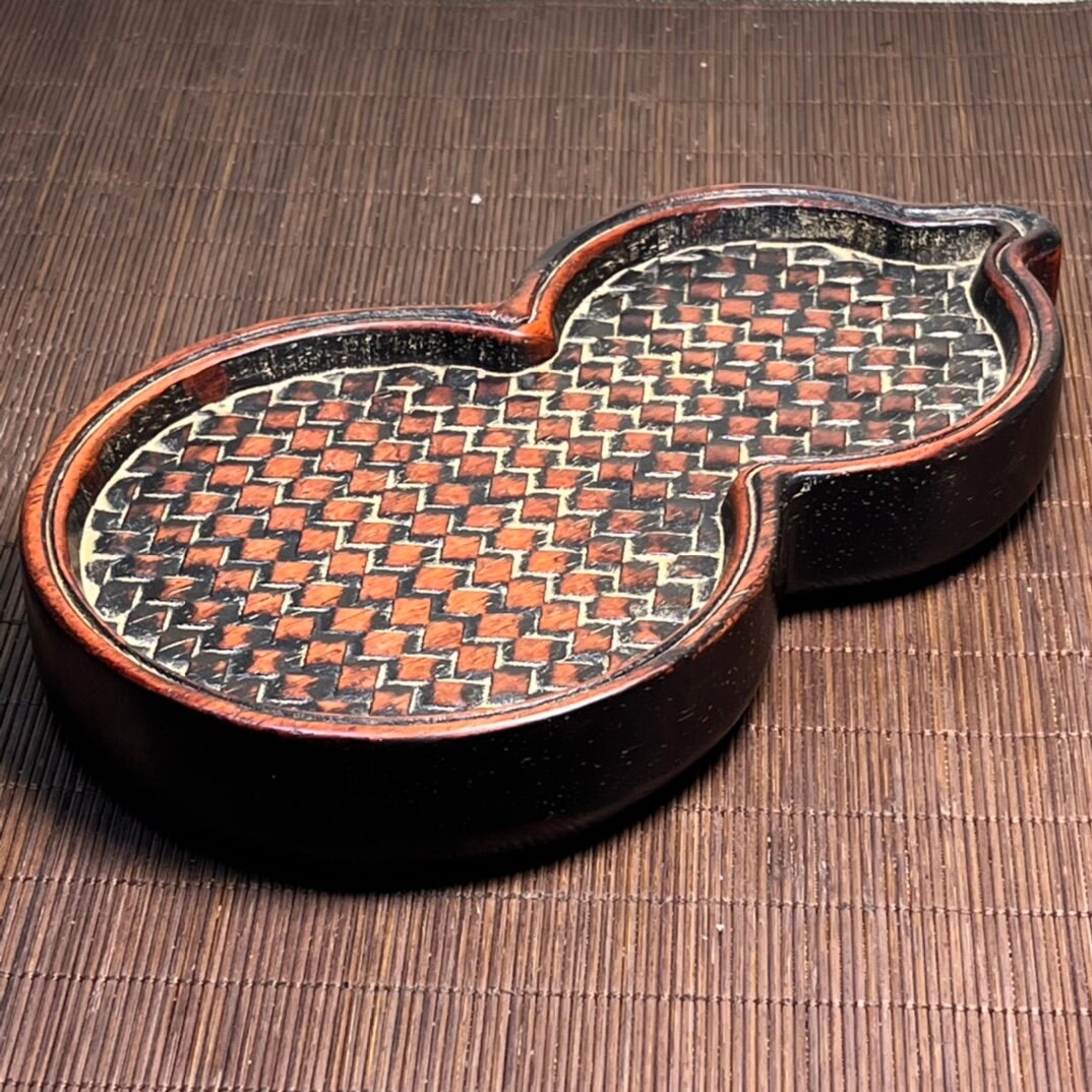 Chinese Antique Hand Carved Red Sandalwood Gourd Shaped Tea